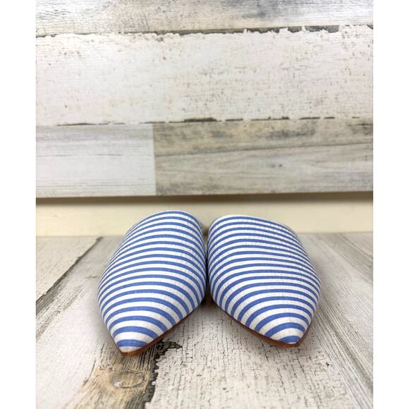 Crown & Ivy Women’s 8.5 Blue White Stripe Textile Slip On Loafer Mule Flats NEW - Picture 4 of 9